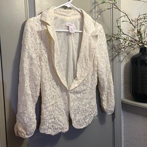 Juniors Candies brand cream/white lace blazer - Size L - but fits like M/Sm - $8